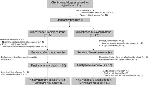 Comparison of grapiprant and meloxicam for management of postoperative joint pain in dogs: A randomized, double-blinded, prospective clinical trial