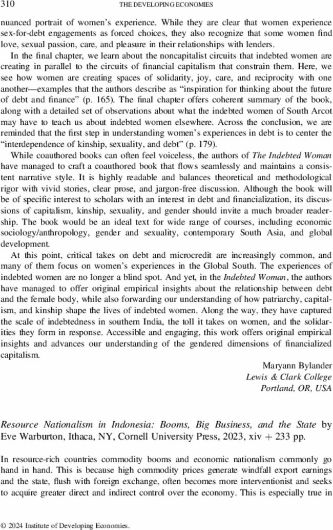 Resource Nationalism in Indonesia: Booms, Big Business, and the State by  Eve Warburton, Ithaca, NY, Cornell University Press,  2023, xiv + 233 pp.