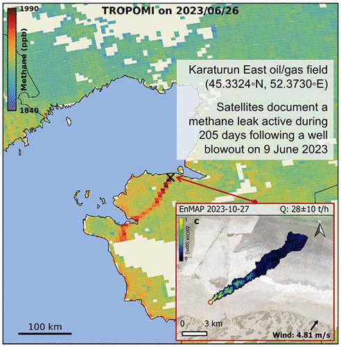 Multisatellite Data Depicts a Record-Breaking Methane Leak from a Well Blowout