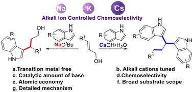 Alkali ion-controlled chemoselective indolation of allylic alcohols by base catalysis†