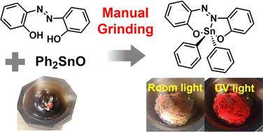 Facile mechanochemical synthesis of hypervalent tin(iv)-fused azo/azomethine compounds showing solid-state emission†