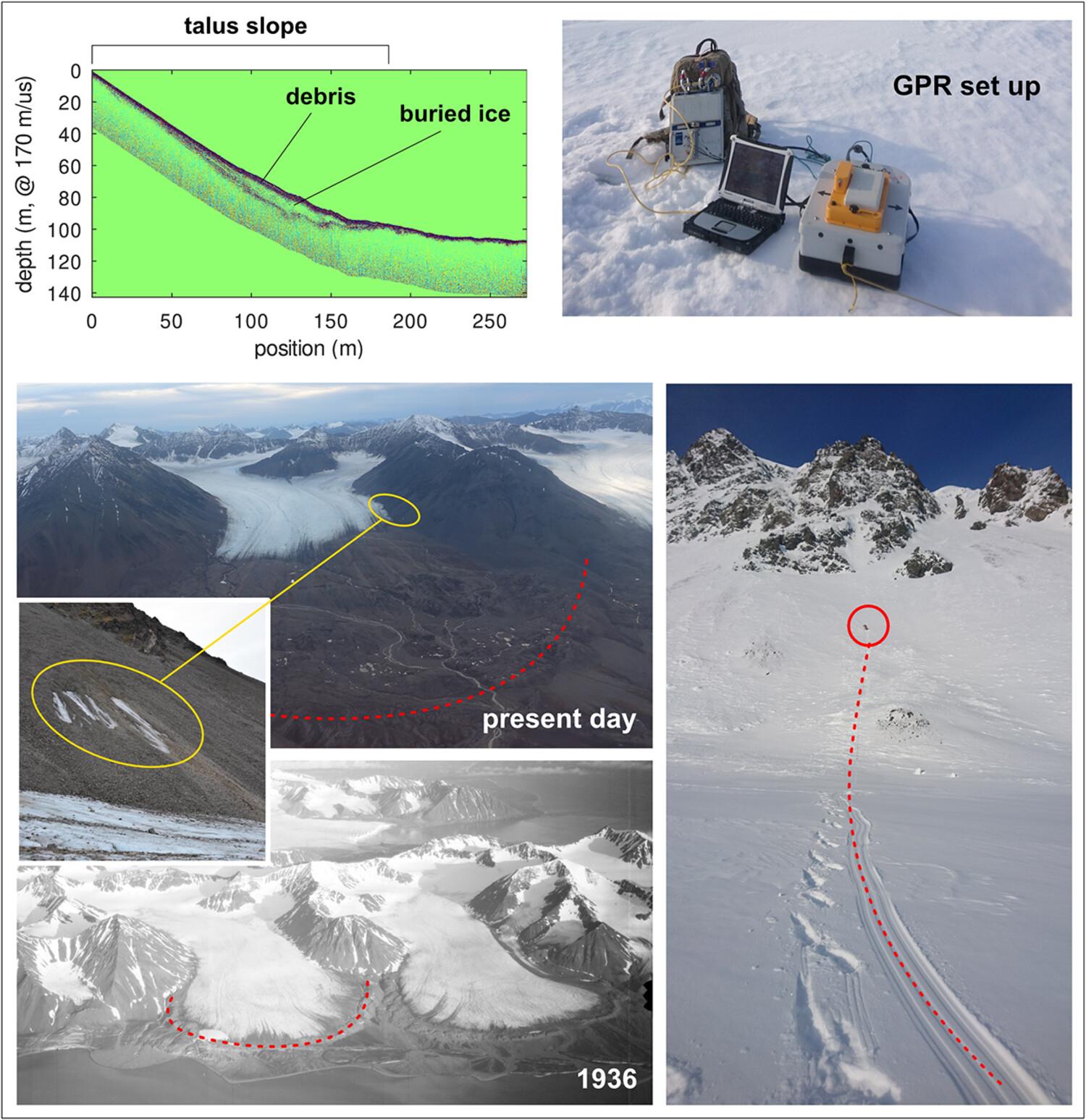 Is a glacier gone when it looks gone? Subsurface characteristics of high-Arctic ice-cored slopes as evidence of the latest maximum glacier extent