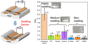 Amine detection via PDMS swelling in CNT/PDMS strain sensors