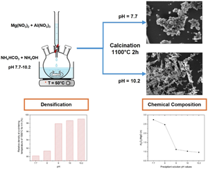 Effect of pH on the chemical composition, morphology, and densification of magnesium aluminate spinel nanopowder synthesized by the coprecipitation method