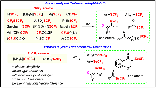 Progress in Photocatalyzed Trifluoromethylthiolation and Trifluoromethylselenolation Reactions