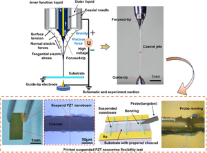 Direct writing of suspended nanowires using coaxial electrohydrodynamic jet with double tip assistance