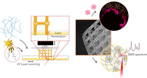 Gold-Hydrogel Nanocomposites for High-Resolution Laser-Based 3D Printing of Scaffolds with SERS-Sensing Properties