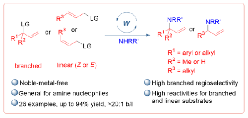 Tungsten-Catalyzed Regioselective Allylic Amination