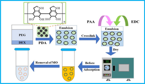 Organic dyes and ions selective adsorption and separation from aqueous solution using novel synthetic cross-linked-polydopamine/polyaniline nanoparticles