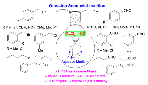 Ruthenium Chloride Catalyzed One-Pot Synthesis of Aldehydes Directly from Benzylic or Primary Alkyl Halides in Aqueous Medium