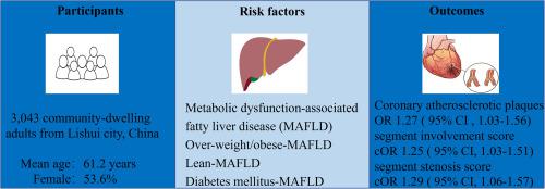 Metabolic dysfunction-associated fatty liver disease is associated with the presence of coronary atherosclerotic plaques and plaque burden.