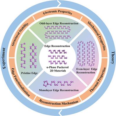 The Unique Edge Reconstructions and Related Edgeless Properties of Mono- and Few-Layered α-Phase Puckered 2D Materials