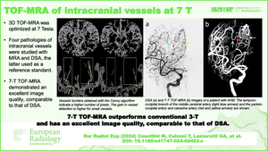 Time-of-flight MRA of intracranial vessels at 7 T.