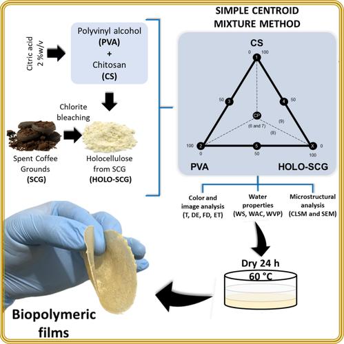 Assessing the reinforcement effect by response surface methodology of holocellulose from spent coffee grounds on biopolymeric films as food packaging materials