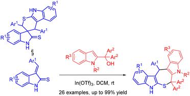 In(OTf)3-catalyzed formal (4 + 3) cycloaddition reactions of 3-benzylideneindoline-2-thiones with 2-indolylmethanols†