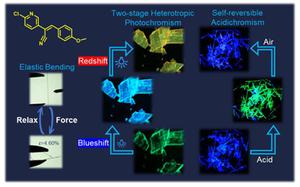 Organic polymorphic crystals with multi-stimuli response: excellent mechanical elasticity, novel two-stage heterotropic photochromism and self-reversible acidichromism