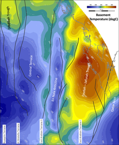 Effect of Precambrian basement structure on heat flow distribution in Eastern Arabia