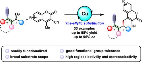 Copper-Catalyzed Remote Regio- and Enantioselective Yne-Allylic Substitution of Coumarins