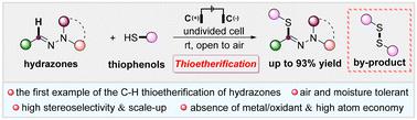 Electrochemical oxidative thioetherification of aldehyde hydrazones with thiophenols†