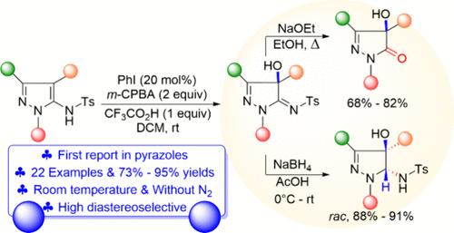 Organocatalytic Dearomatization of 5-Aminopyrazoles: Synthesis of 4-Hydroxypyrazolines