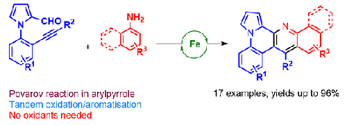 Iron(III)-Catalysed Povarov Cyclisation for the Synthesis of Fused Dibenzo[b,f][1,7]naphthyridine Embedded Arylpyrrolo Scaffolds