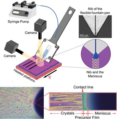 Using a Flexible Fountain Pen to Directly Write Organic Semiconductor Patterns with Crystallization Regulated by the Precursor Film.