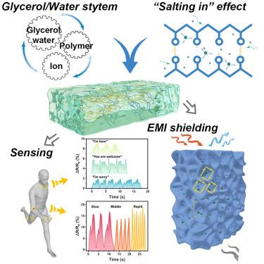 Environmentally tolerant conductive organohydrogel toward superior electromagnetic interference shielding and human motion detection