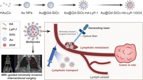 Multifunctional Nanoprobe Au@Gd-SiO2‑HA-Lyp-1/DOX with Dual-Targeting Functions Derived from HA and LyP-1: Diagnostic and Therapeutic Potential for Tumor Lymphatic Metastasis