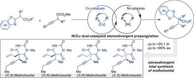 Ni/Cu Dual-Catalyzed Propargylation for the Stereodivergent Synthesis of Methohexital.