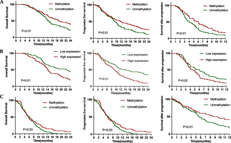 MGMT promoter methylation is a strong prognostic factor for survival after progression in high-grade gliomas.