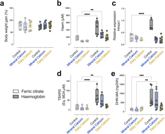 Calcium-rich dairy matrix protects better than mineral calcium against colonic luminal haem-induced alterations in male rats