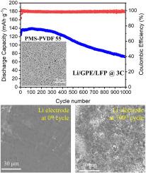 High performance gel polymer electrolyte based on P(MMA-co-Sty) and PVDF blend for fast-charging lithium metal batteries with extended cycle life