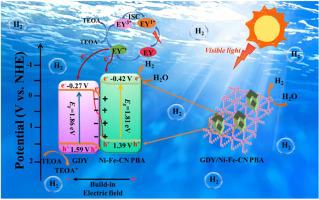 Fabrication of S-scheme graphdiyne (g-CnH2n-2)/carbon-nitrogen vacancies hollow Ni–Fe prussian blue analogues heterojunction for boosting wide spectrum photocatalytic hydrogen evolution