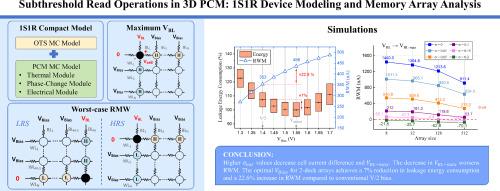 Subthreshold read operations in 3D PCM: 1S1R device modeling and memory array analysis