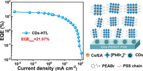 Efficient Quasi-2D Perovskite Based Blue Light-Emitting Diodes with Carbon Dots Modified Hole Transport Layer