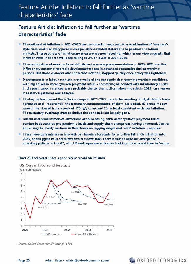 Feature Article: Inflation to fall further as 'wartime characteristics' fade