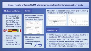 3-year safety and efficacy results of PreserFlo™ Microshunt in glaucoma patients: A multicentre European cohort study