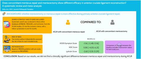 Does concomitant meniscus repair and meniscectomy show different efficacy in anterior cruciate ligament reconstruction? A systematic review and meta-analysis