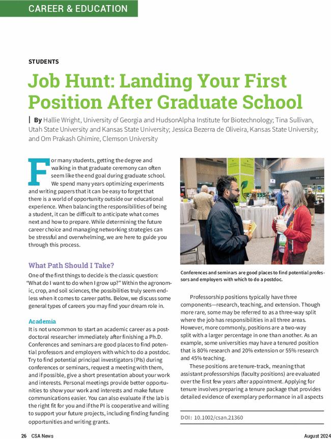 Job Hunt: Landing Your First Position After Graduate School