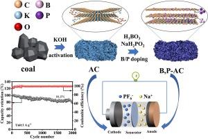 Coal-derived boron and phosphorus co-doped activated carbon with expanded interlayer space for high performance sodium ion capacitor anode