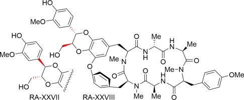 Structures of bicyclic hexapeptides RA-XXVII and RA-XXVIII from Rubia cordifolia L.