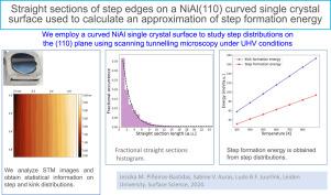 Straight sections of step edges on a NiAl(110) curved single crystal surface used to calculate an approximation of step formation energy