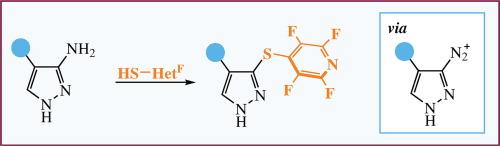 Synthesis of 3-(2,3,5,6-tetrafluoropyridinylthio)pyrazoles from 3-aminopyrazoles