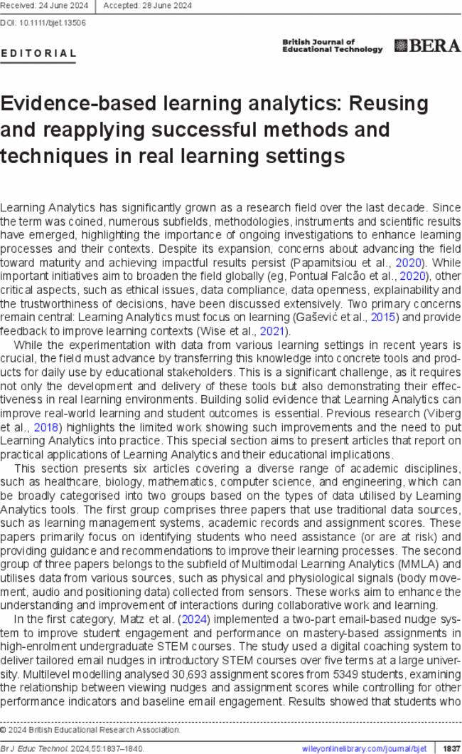 Evidence-based learning analytics: Reusing and reapplying successful methods and techniques in real learning settings