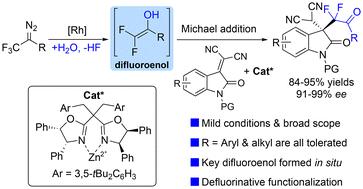 Asymmetric difluoroalkylation via Michael addition of an in situ generated difluoroenol intermediate†