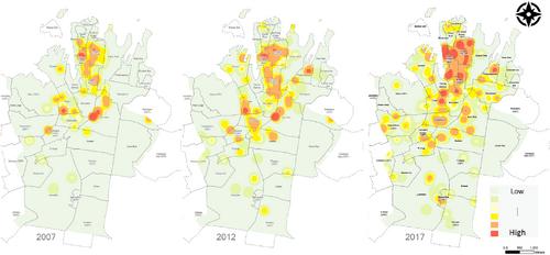 Co-working office spaces in Sydney: Spatiotemporal dynamics and industry patterns