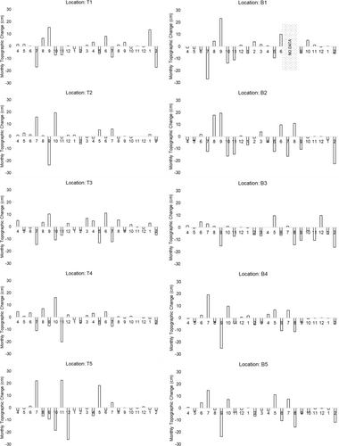 Patterns and controls of topographic change within the deflation basins of a trough and bowl coastal blowout