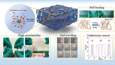 Transparent, Highly Stretchable, Self-Healing, Adhesive, Freezing-Tolerant, and Swelling-Resistant Multifunctional Hydrogels for Underwater Motion Detection and Information Transmission