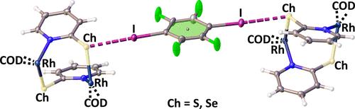 Metal-Bound Sulfur and Selenium Sites as Halogen Bond Acceptors: The Supramolecular Association of Rhodium(I) Half-Lantern Complexes with 1,4-Diiodotetrafluorobenzene