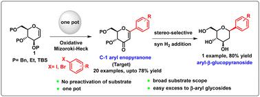 Synthesis of aryl enopyranones directly from glycals and aromatic halides to access 2-deoxy-β-C-aryl glycosides†